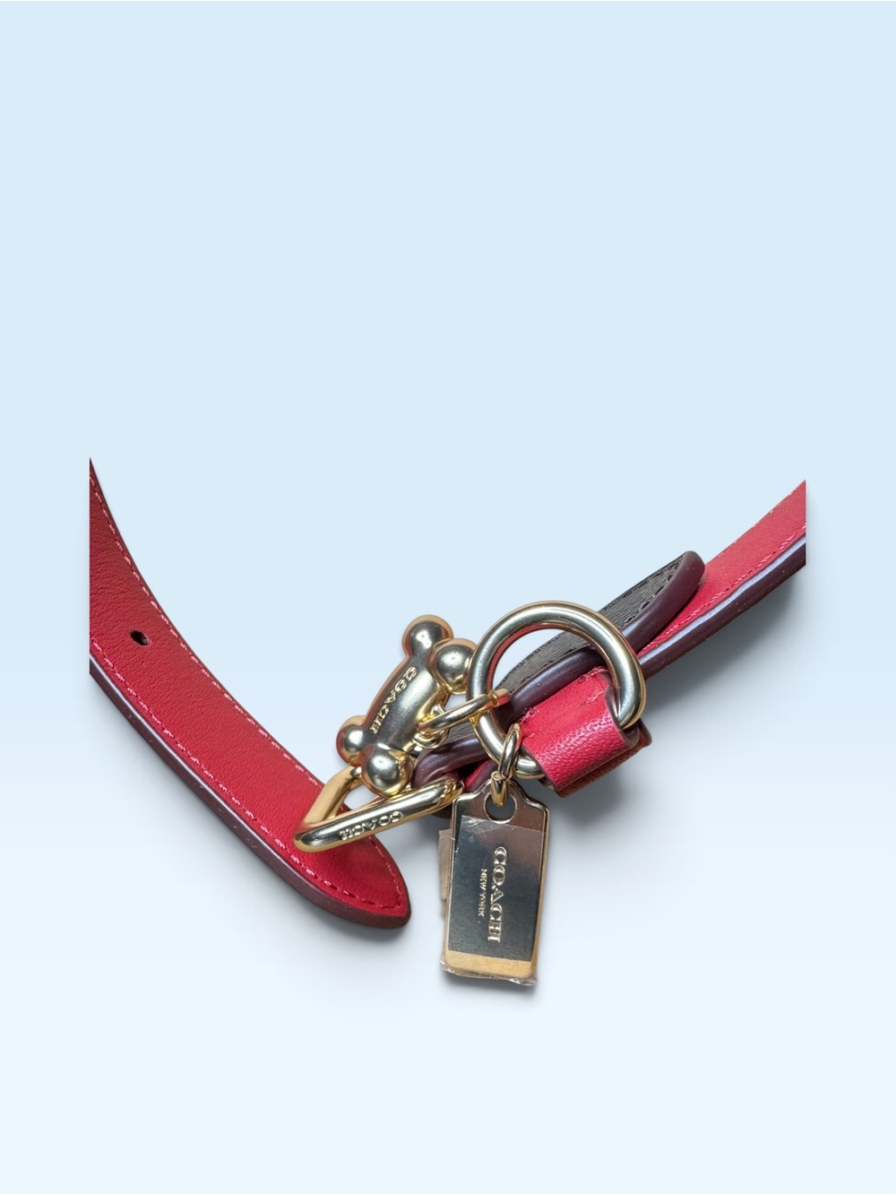 Coach Red Brown Leather Dog Collar - Picture 2 of 10